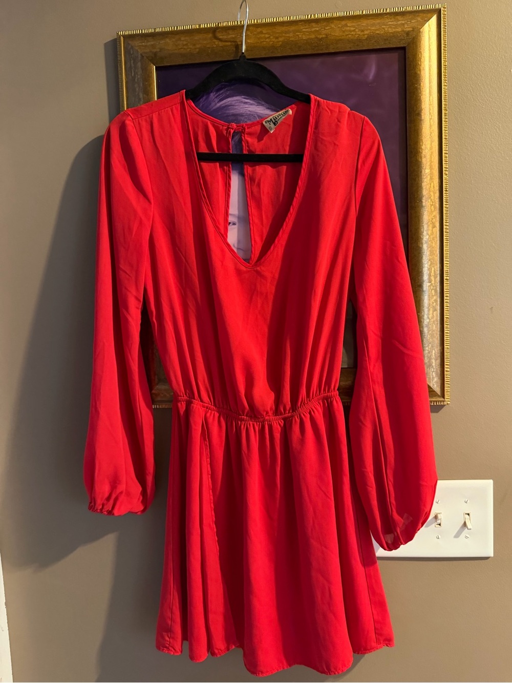 NWOT Show Me Your Mumu Red Long Sleeve Lined Mini Dress Medium